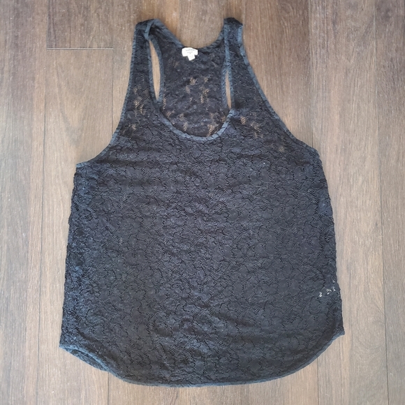Wilfred Aritzia Madeline Lace Racerback Tank Top Black Size Medium - Picture 1 of 3